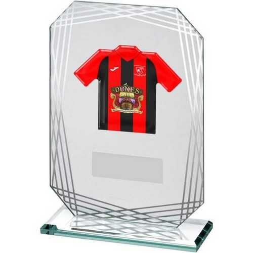 Jade/Silver Glass Plaque With Football Shirt With Plate -  7.5" Thumbnail