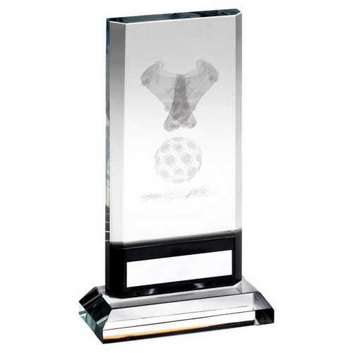 Clear/Black Glass With Lasered Football Image And Plate  - 6.75" Thumbnail