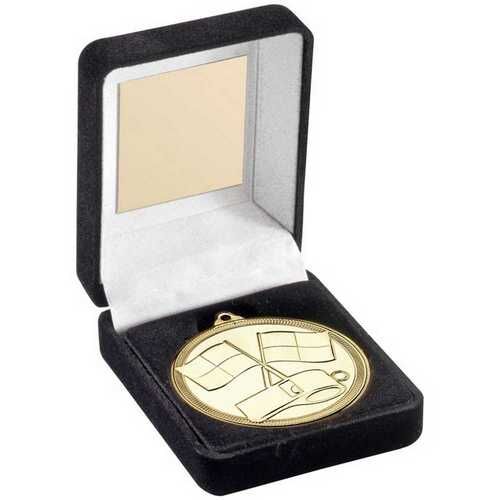 Black Velvet Box And 50Mm Medal Referee Trophy - Gold 3.5" Thumbnail