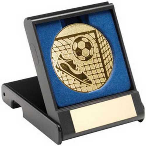 Black Plastic Box With Football Insert Trophy - Gold 3.5" Thumbnail