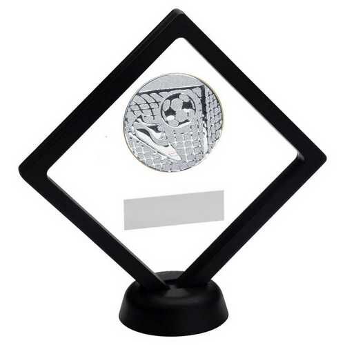 Black/Clear Plastic Box With Football Insert Trophy Silver - 6" Thumbnail