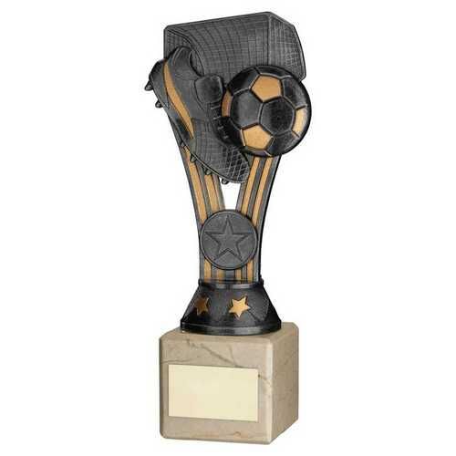 Pewter/Gold Plastic 'Wembley' Figure On Cream Marble Trophy - 9" Thumbnail