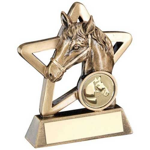 Bronze/Gold Horse Mini Star With Plate -  3.75" Thumbnail