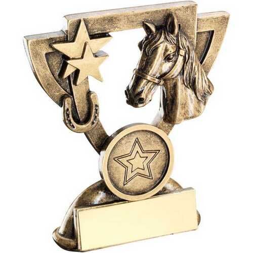 Bronze/Gold Horse Mini Cup With Plate -  4.25" Thumbnail