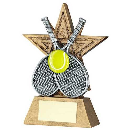 Brz/Pew/Yellow Tennis Star Line Series With Plate - 5" Thumbnail