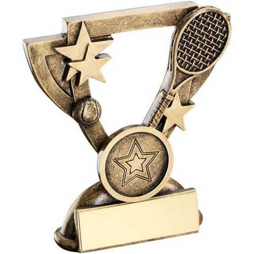 Bronze/Gold Tennis Mini Cup With Plate - 4.25" Thumbnail