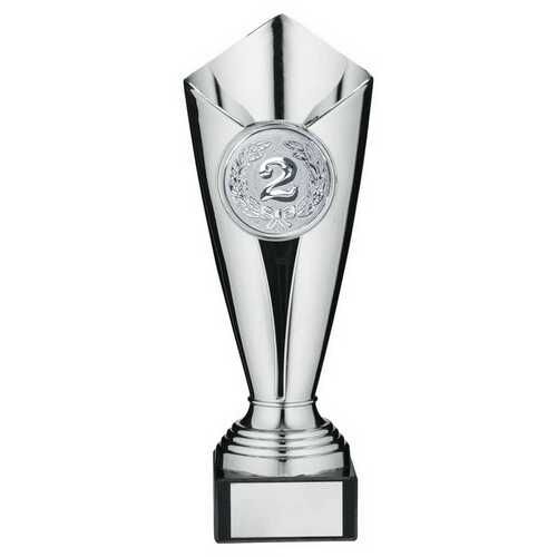 Plastic Tulip Trophy Cup With Plate Silver - 9.25" Thumbnail