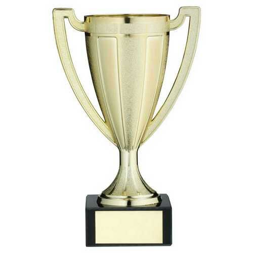 Gold Plastic Stippled Trophy Cup With Plate - 10.5" Thumbnail