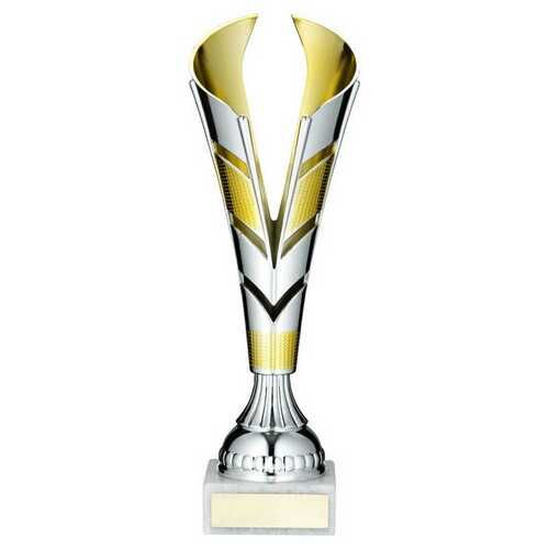 Silver/Gold Plastic V Trophy Cup - 11.75" Thumbnail