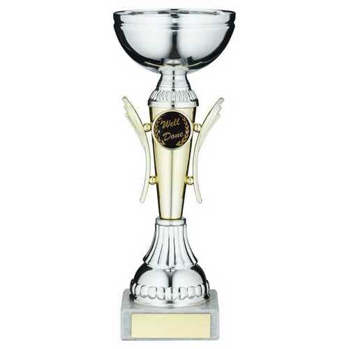 Silver/Gold Winged Trophy Cup With Plate - 8.75" Thumbnail