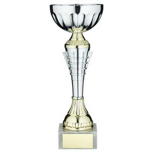 Silv/Gold  Spiro Trophy Cup With Plate - 8.5" Thumbnail