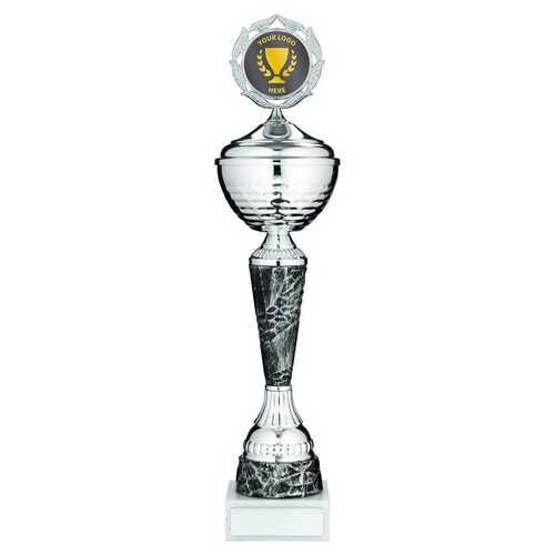 Silv/Pewter Trophy Cup With Lid With Plate - 15" Thumbnail