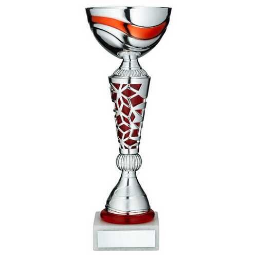 Silver/Red Trophy Cup With Plate - 11" Thumbnail