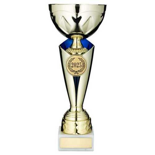 Gold/Blue Trophy Cup With Plate - 14.75" Thumbnail