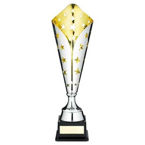 Silver/Gold Metal Star Trophy Cup With Plate - 16.75" Thumbnail