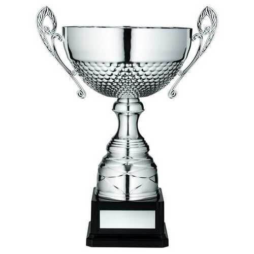 Silver Half Bowl With Handles Assembled Trophy And Plate - 10" Thumbnail