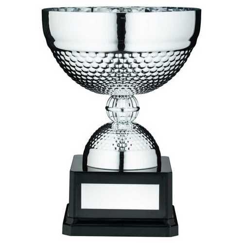 Silver Dimple Bowl Trophy With Plate - 8" Thumbnail