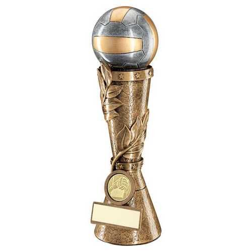 Brz/Pew/Gold Gaelic Football Leaf Column With Plate - 11" Thumbnail
