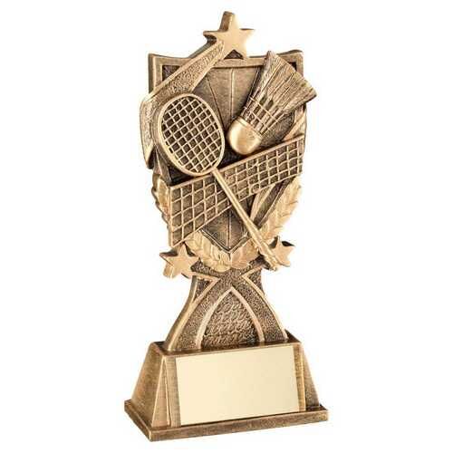 Brz/Gold Badminton '3 Star Wreath' Series With Plate  - 5.5" Thumbnail