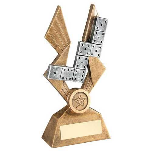 Brz/Pew/Gold Dominoes On Pointed Backdrop With Plate - 6" Thumbnail