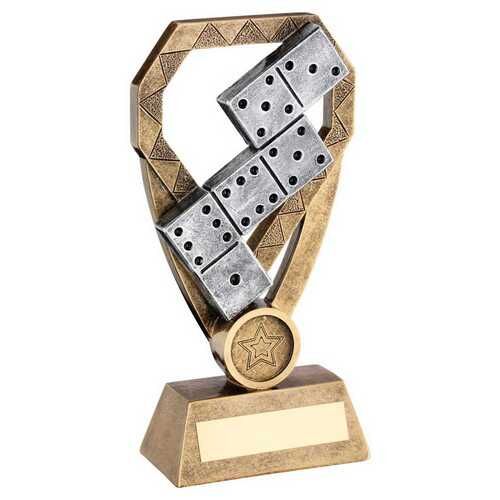 Bronze/Pew/Gold Dominoes On Diamond With Plate - 7" Thumbnail