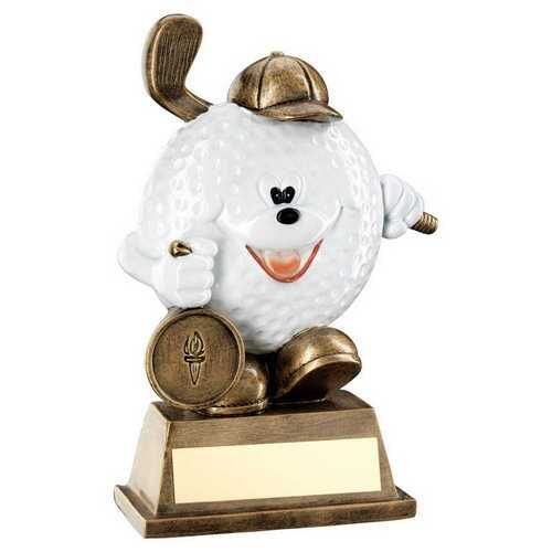 Bronze/White Comedy Golf Ball Figure With Plate  - 5.75" Thumbnail