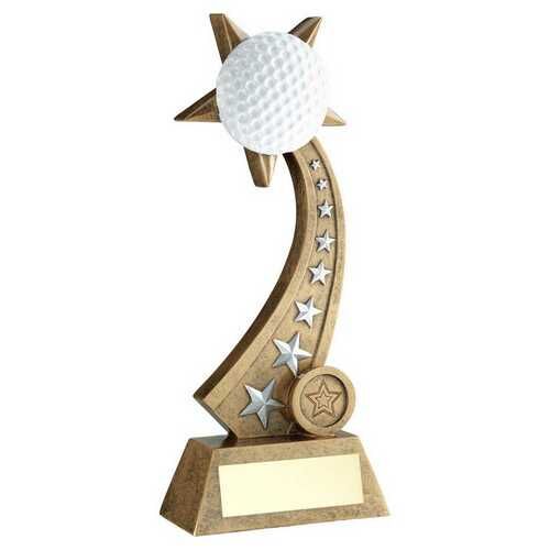 Brz/Pew/White Golf Ball On Star Trail With Plate - 12" Thumbnail