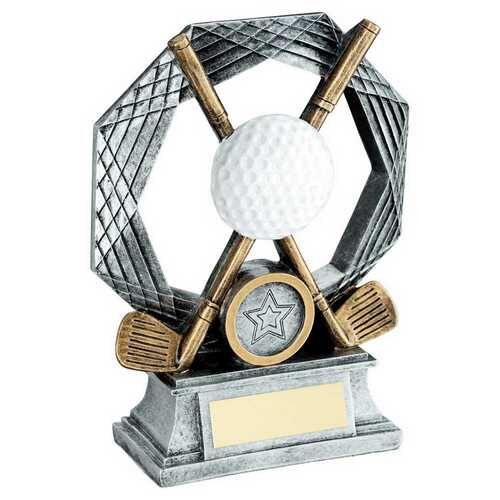 Bronze/Pew Male Golfer And Bag Trophy - 12" Thumbnail