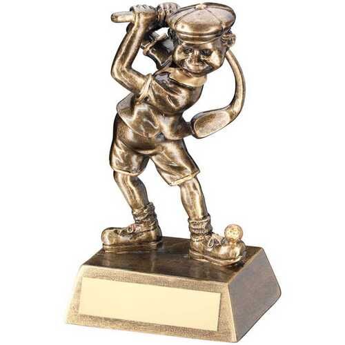 Bronze/Gold Male Comic Golf Figure With Plate - 5.5" Thumbnail
