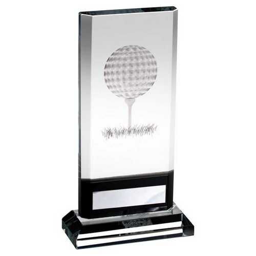 Clear/Black Glass Plaque With Lasered Golf Image And Plate  - 7.5" Thumbnail