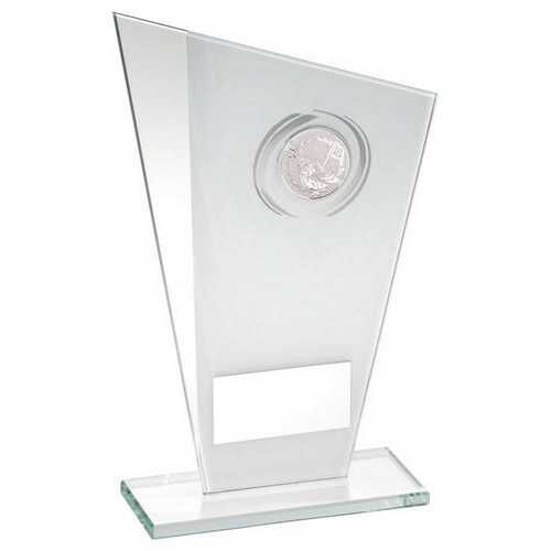 White/Silver Printed Glass Plaque With Golf Insert With Plate - 6.5" Thumbnail