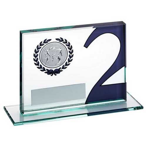 Jade Glass Plaque With Multi Athletics Insert And Plate Silver 2Nd - 3.25 X 4" Thumbnail