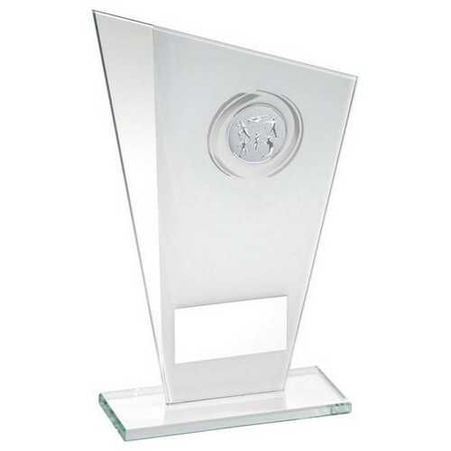 White/Silver Printed Glass Plaque With Multi Athletics Insert And Plate - 8" Thumbnail