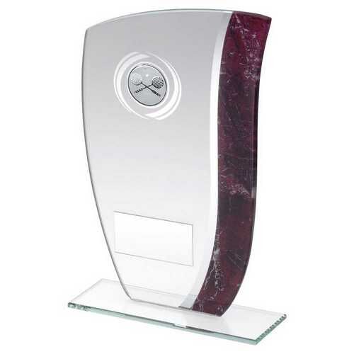 Jade Glass With Claret/Silver Marble Detail And Squash Insert With Plate - 8" Thumbnail