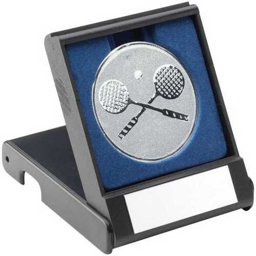 Black Plastic Box With Squash Insert Trophy - Silver 3.5" Thumbnail