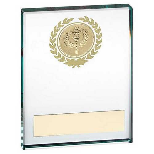 Jade Glass Block With Gold Wreath 12Mm Thick With Plate - 2 X 3" Thumbnail