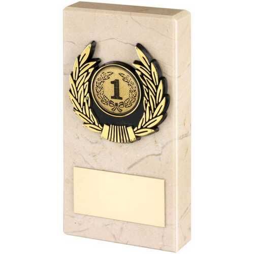Cream Marble And Gold Trim Trophy -  4" Thumbnail