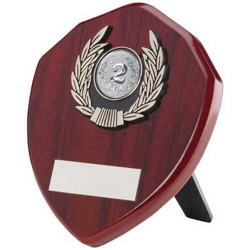 Rosewood Shield And Silver Trim Trophy - 4" Thumbnail