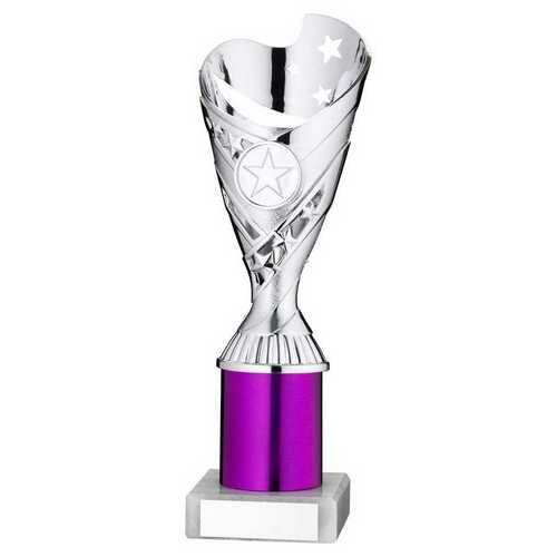 Silver/Purple Plastic 'Sabre' Cup Assembled On Marble - 9" Thumbnail