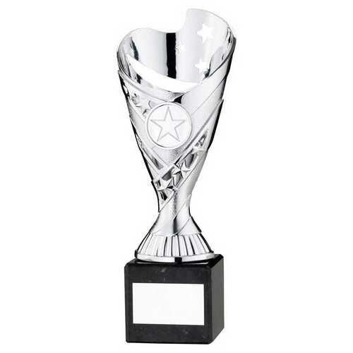 Silver Plastic 'Sabre' Cup On Black Marble Assembled Trophy - 10" Thumbnail