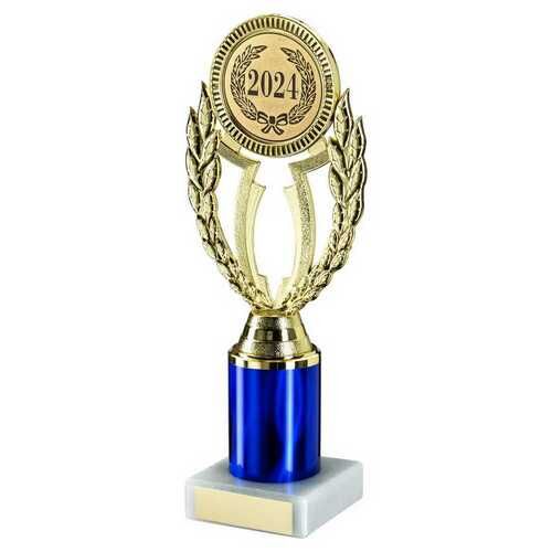 Gold/Blue 'Wreath' Holder Assembled On Marble - 8.75" Thumbnail