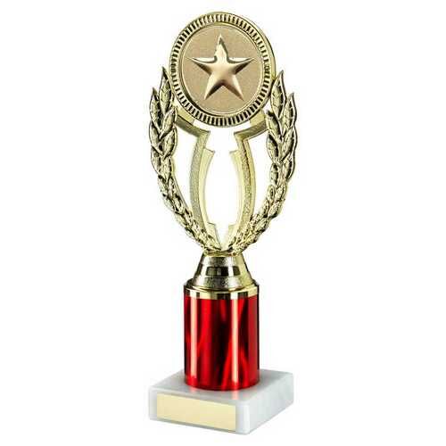 Gold/Red 'Wreath' Holder Assembled On Marble - 7.75" Thumbnail