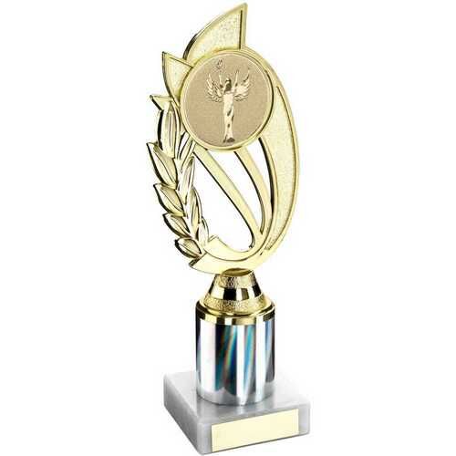 Gold/Silv Plastic 'Laurel' Holder Assembled On Marble - 10" Thumbnail