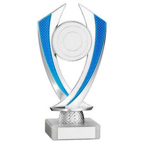 Silver/Blue  'Diamond' Holder Assembled On Marble - 6.75" Thumbnail