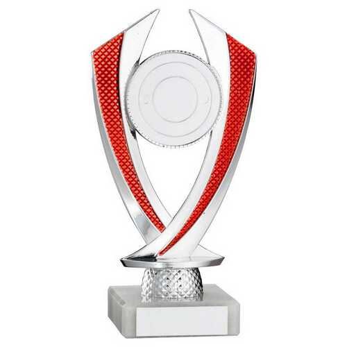 Silver/Red  'Diamond' Holder Assembled On Marble - 6.75" Thumbnail