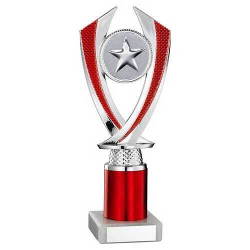 Silver/Red  'Diamond' Holder Assembled On Marble - 7.75" Thumbnail