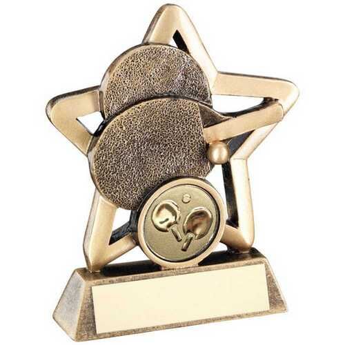Bronze/Gold Table Tennis Mini Star With Plate  - 3.75" Thumbnail