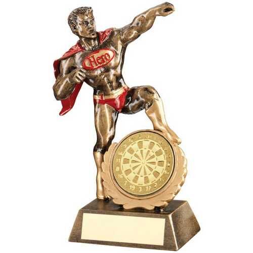 Bronze/Gold/Red Resin Male 'Hero' Award With Darts Insert - 7.25" Thumbnail