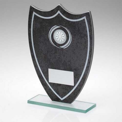 Stone Effect Glass Shield With Darts Centre And Plate - 7.25" Thumbnail