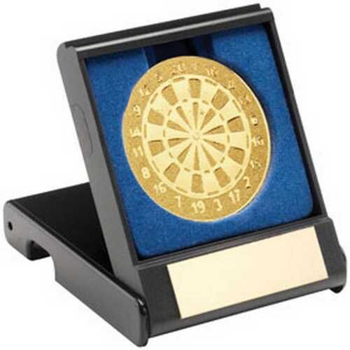 Black Plastic Box With Darts Insert Trophy - Gold 3.5" Thumbnail